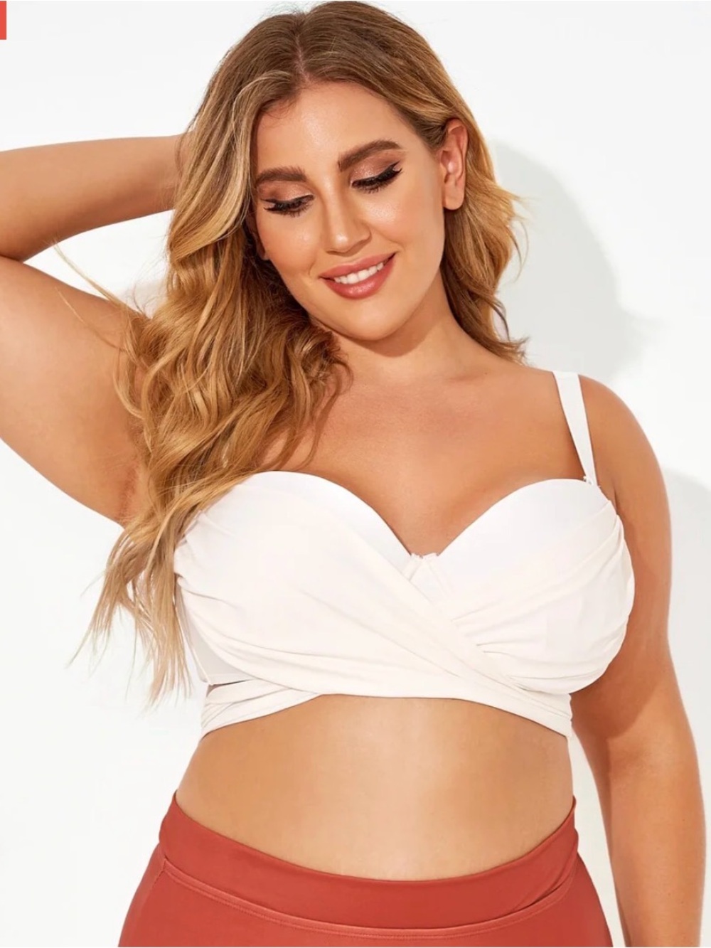 White Meet.Curve Wrap-Front Bikini Top with Support